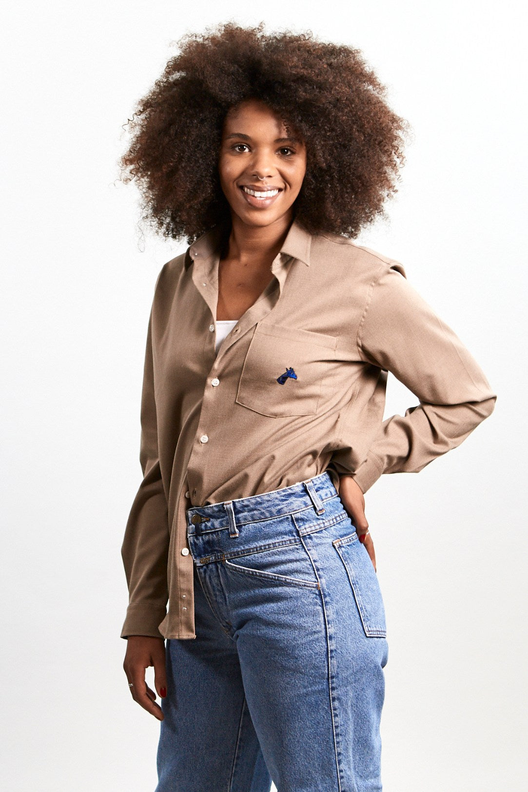 Upcycled unisex shirt - Sand beige