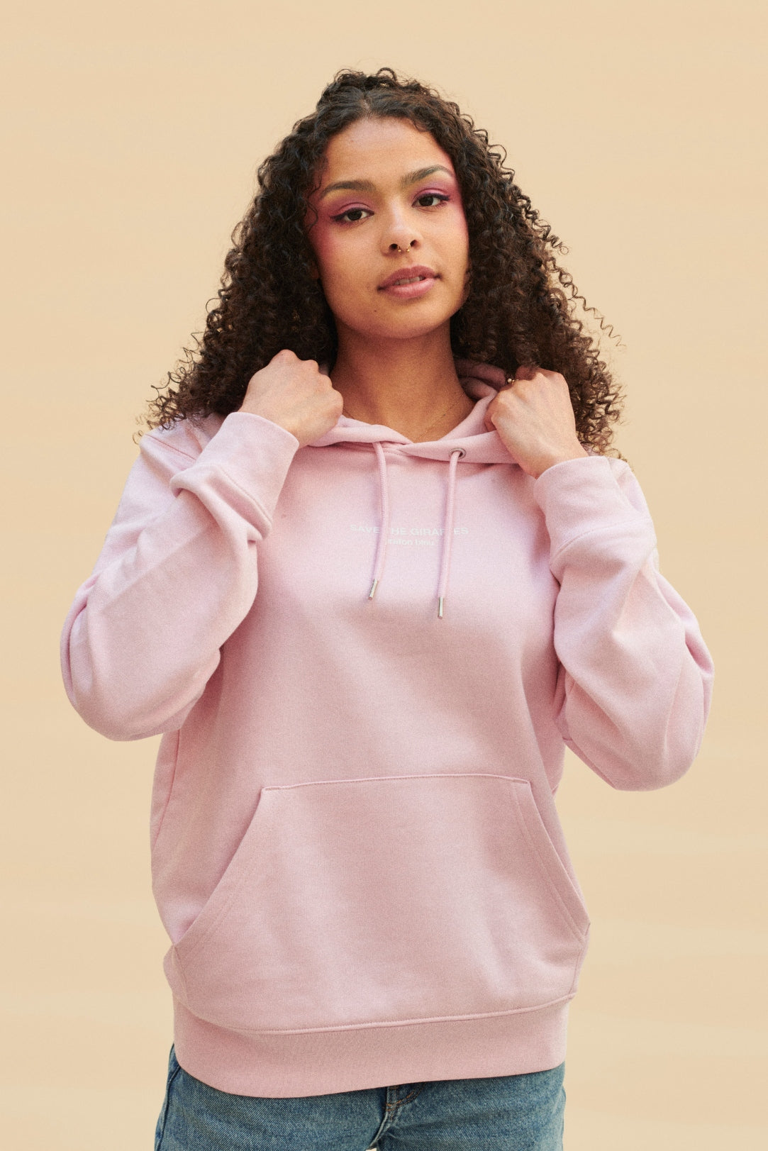 Hoodie "Save the giraffes" rose - Unisexe