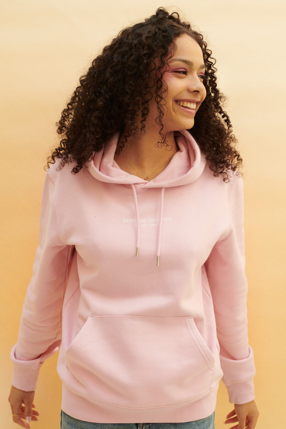 Hoodie "Save the giraffes" rose - Unisexe