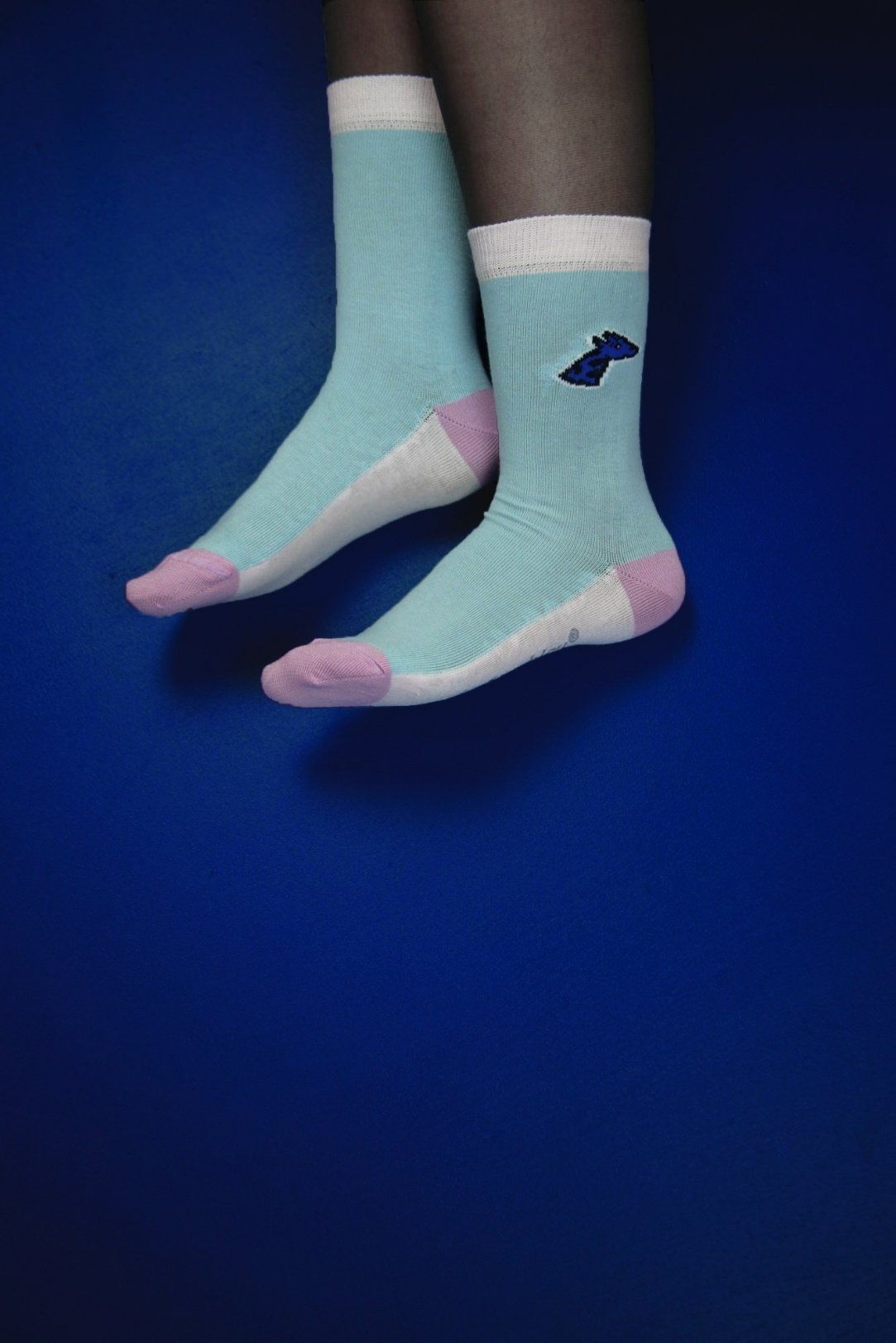 Chaussettes - Color block girafon bleu