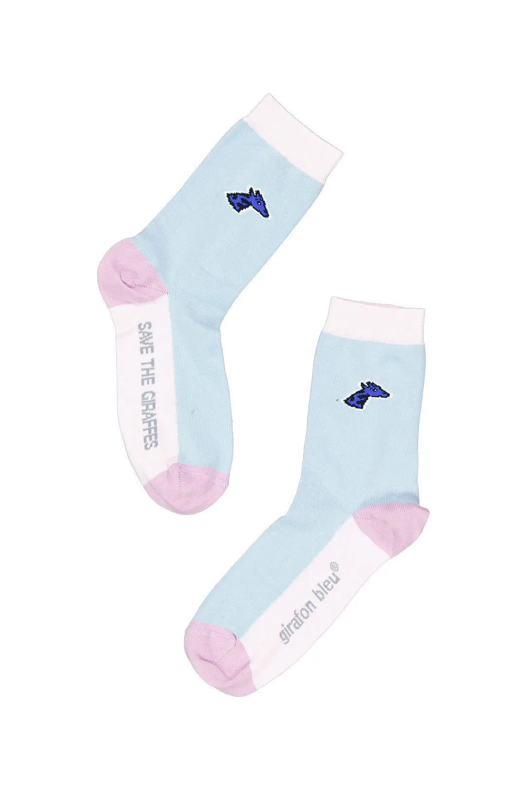 Chaussettes - Color block girafon bleu