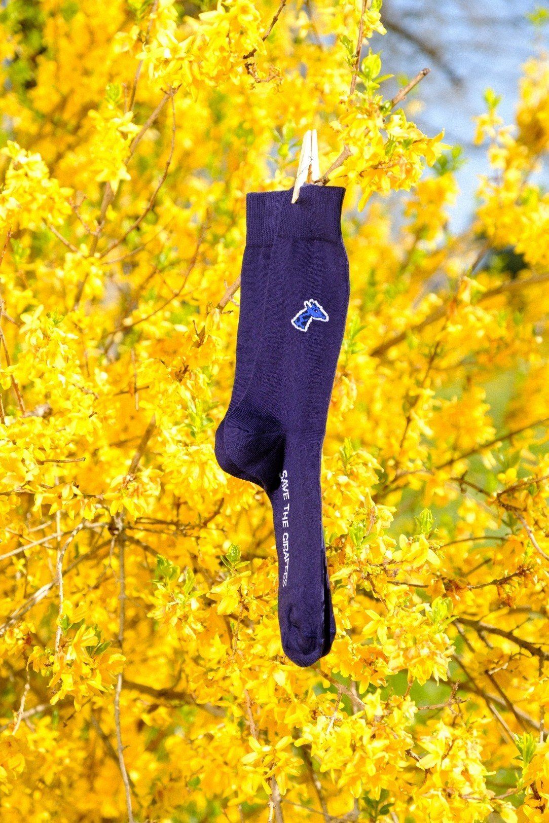 Chaussettes bleu marine girafon bleu