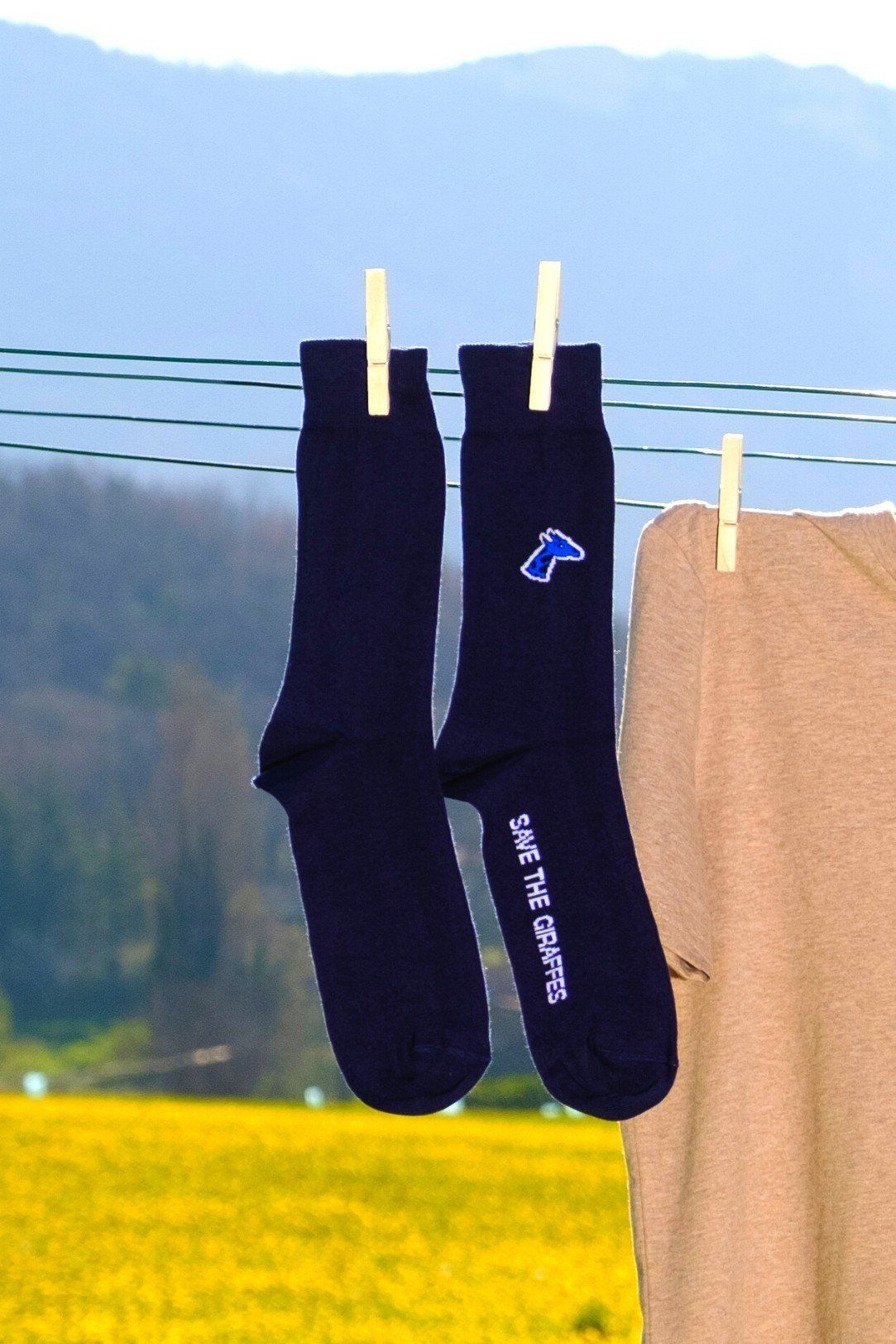 Chaussettes bleu marine girafon bleu