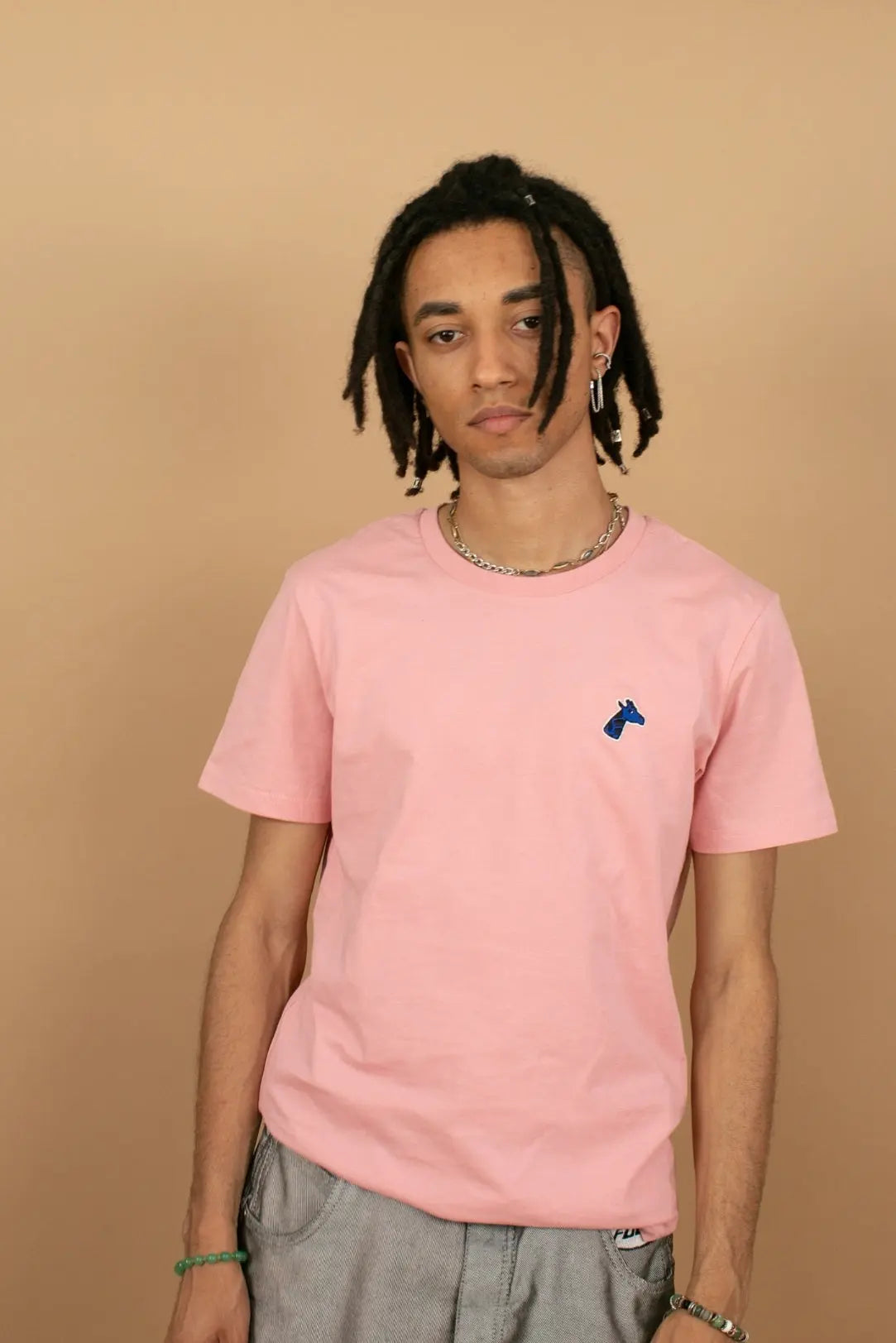 Tee-shirt coton bio rose unisexe girafonbleu